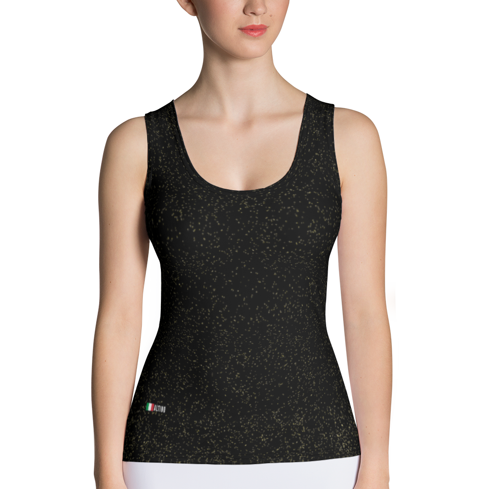 Black - #6a547280 - Black Magic Gold Dust - ALTINO Fitted Tank Top - Gritty Girl Collection - Stop Plastic Packaging - #PlasticCops - Apparel - Accessories - Clothing For Girls - Women Tops