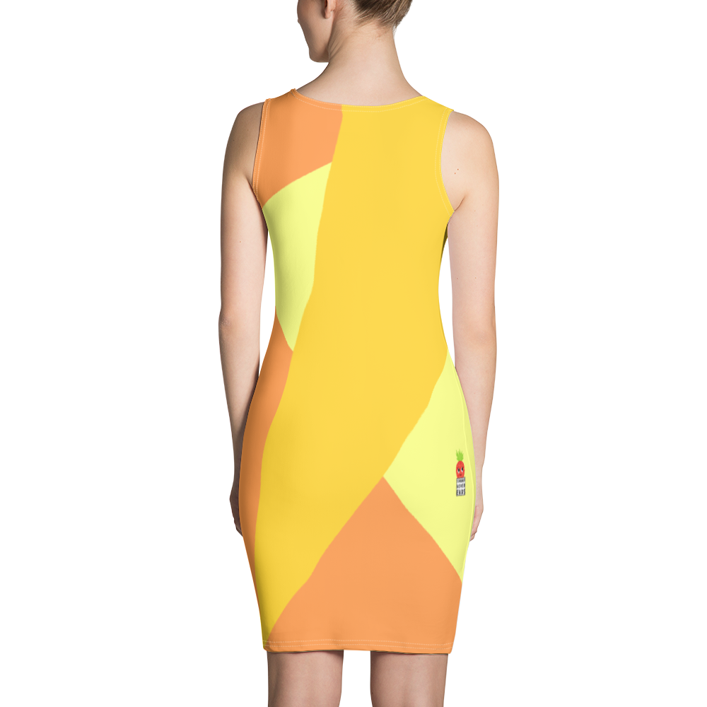 #6fc6f830 - Bananna Cantaloupe Pear - ALTINO Fitted Dress - Summer Never Ends Collection