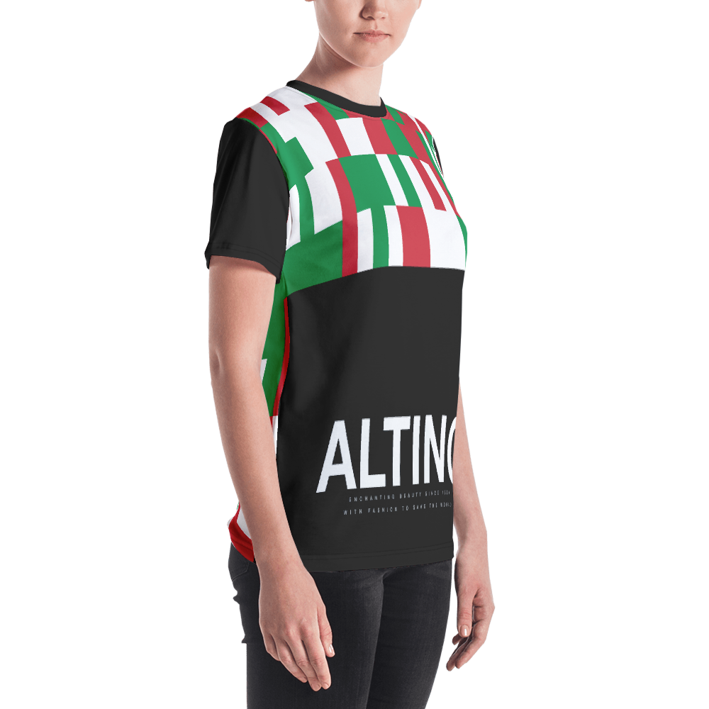 Black - #ef576620 - Viva Italia Art Commission Number 69 - ALTINO Crew Neck T - Shirt - Stop Plastic Packaging - #PlasticCops - Apparel - Accessories - Clothing For Girls - Women Tops