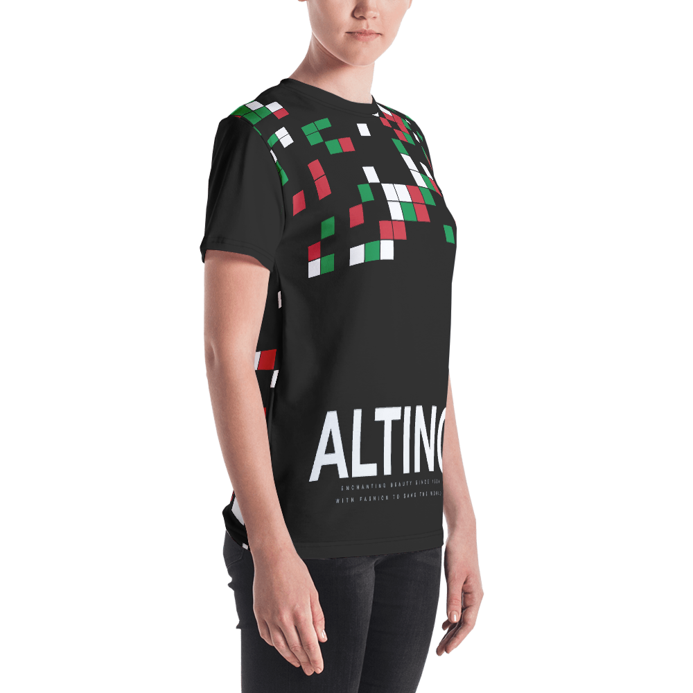 Black - #a6d93220 - Viva Italia Art Commission Number 47 - ALTINO Crew Neck T - Shirt - Stop Plastic Packaging - #PlasticCops - Apparel - Accessories - Clothing For Girls - Women Tops