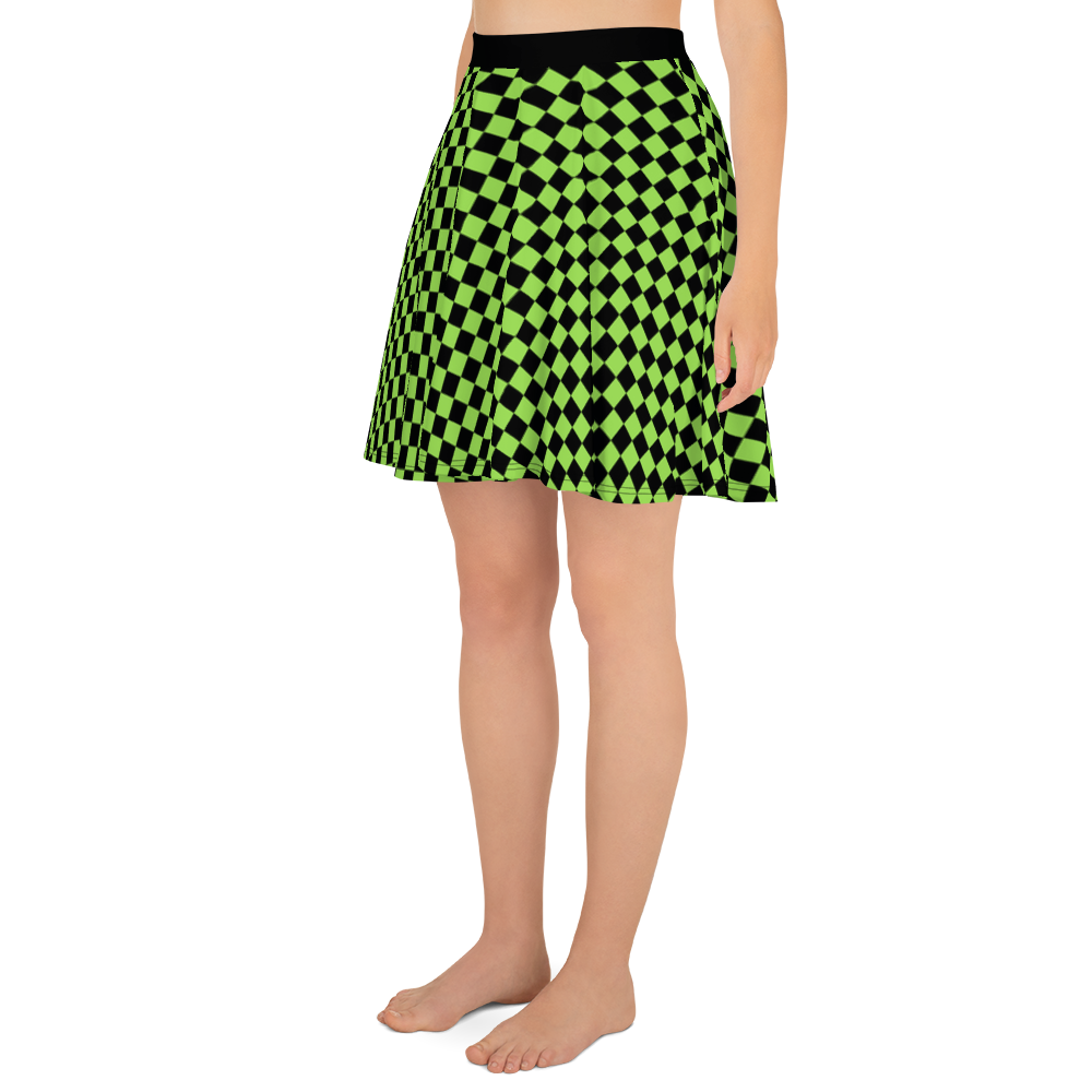 #5bc45b80 - Green Apple Black - ALTINO Skater Skirt - Summer Never Ends Collection