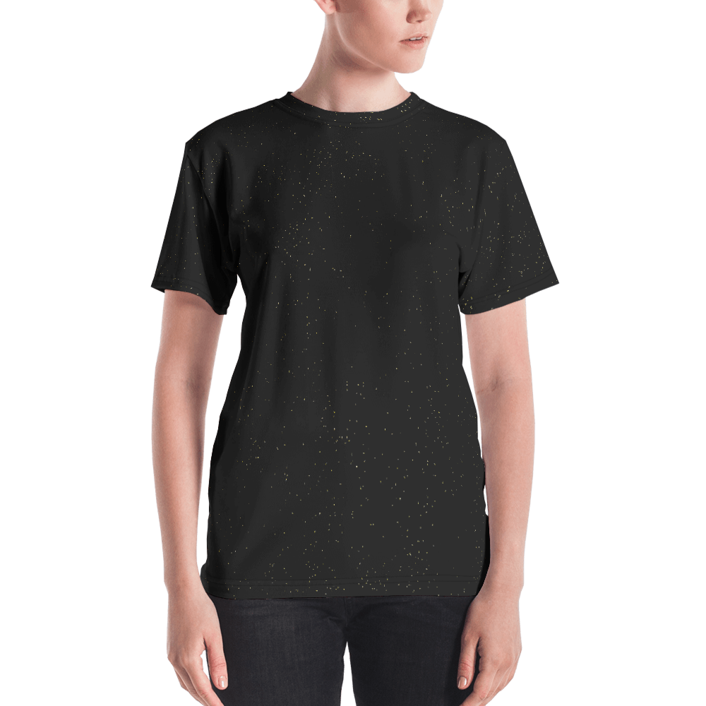 Black - #0e244600 - Black Magic Touch Of Gold - ALTINO Crew Neck T - Shirt - Stop Plastic Packaging - #PlasticCops - Apparel - Accessories - Clothing For Girls - Women Tops