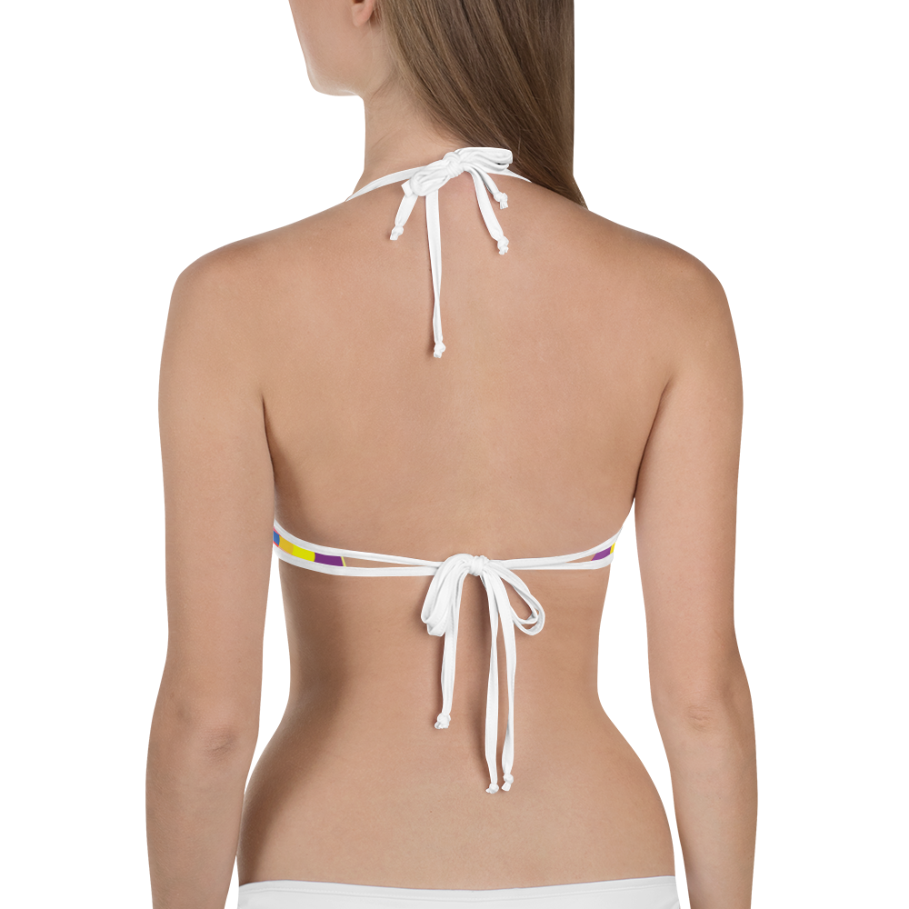#d3f7e610 - Black White Fruit Melody - ALTINO Reversible Bikini Swim Top