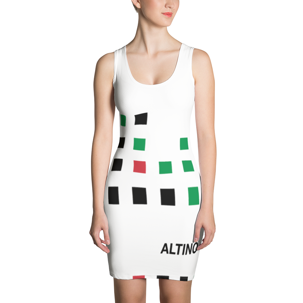 White - #3f513830 - Viva Italia Art Commission Number 16 - ALTINO Fitted Dress - Stop Plastic Packaging - #PlasticCops - Apparel - Accessories - Clothing For Girls - Women Dresses