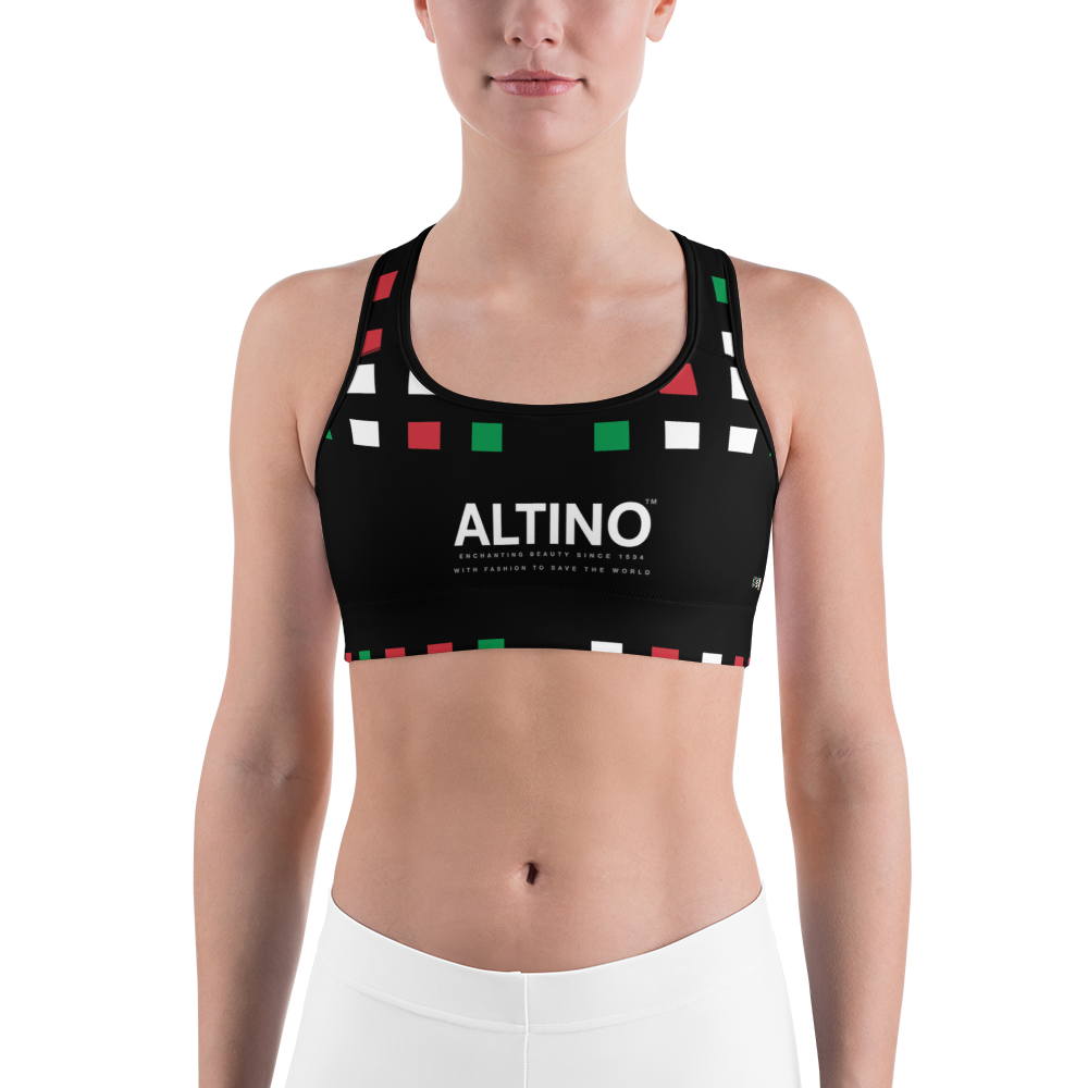 Black - #f24cc3a0 - Viva Italia Art Commission Number 16 - ALTINO Sports Bra - Stop Plastic Packaging - #PlasticCops - Apparel - Accessories - Clothing For Girls -