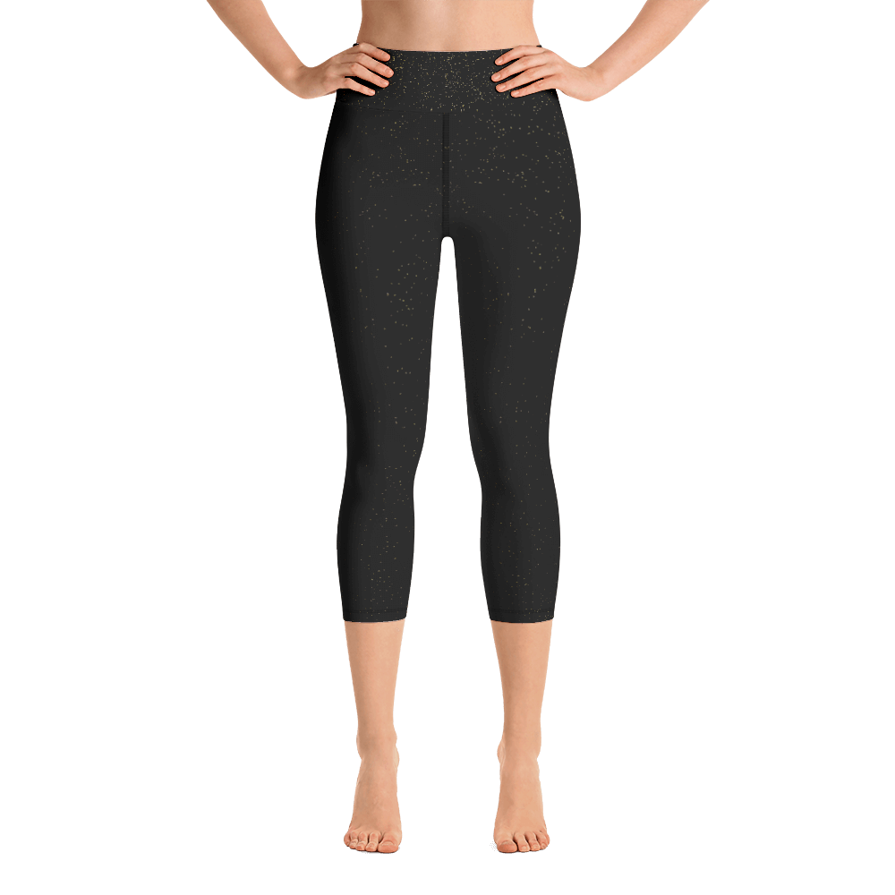 Black - #229ddf80 - Black Magic Touch Of Gold - ALTINO Yoga Capri - Gritty Girl Collection - Stop Plastic Packaging - #PlasticCops - Apparel - Accessories - Clothing For Girls - Women Pants