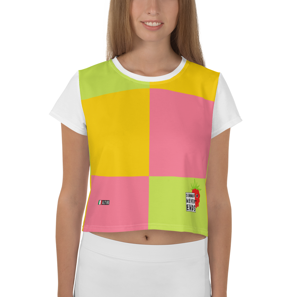 Crimson - #2518eab0 - Strawberry Kiwi Mango - ALTINO Crop Tees - Summer Never Ends Collection - Stop Plastic Packaging - #PlasticCops - Apparel - Accessories - Clothing For Girls - Women Tops