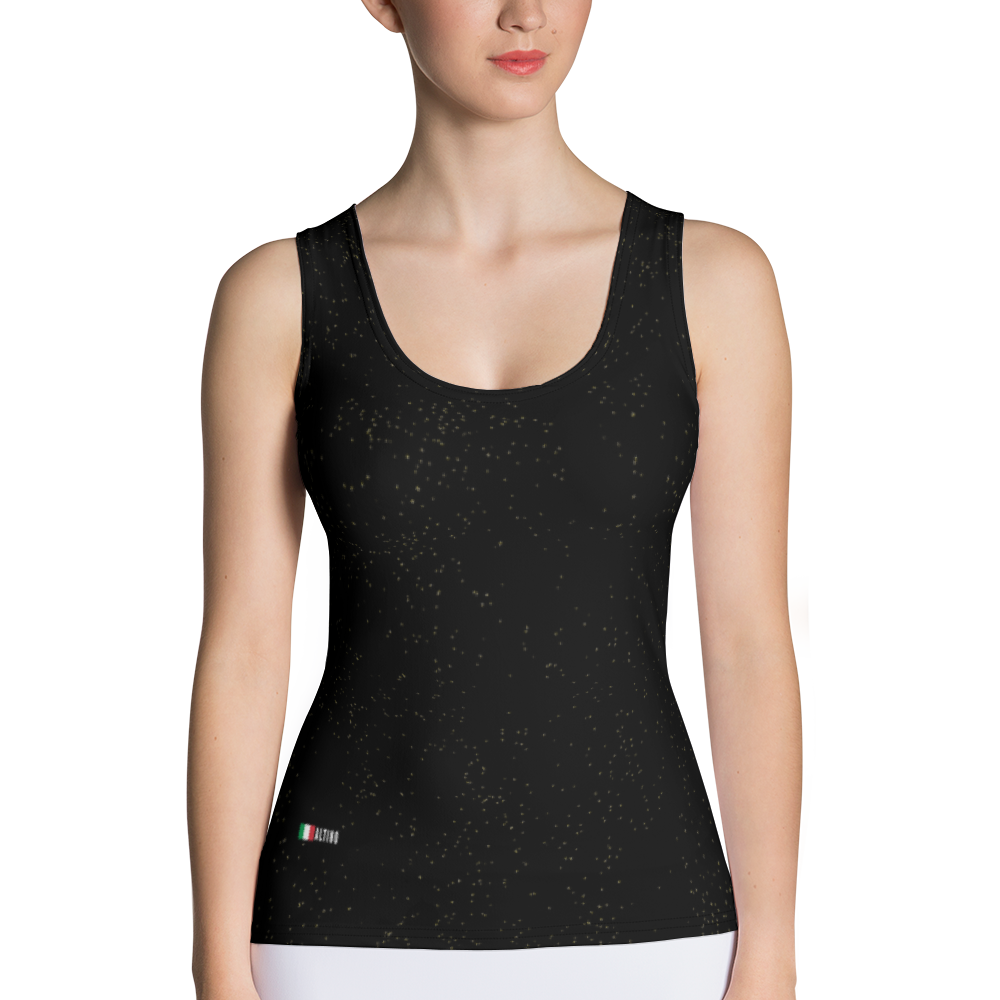 Black - #7dacea80 - Black Magic Touch Of Gold - ALTINO Fitted Tank Top - Gritty Girl Collection - Stop Plastic Packaging - #PlasticCops - Apparel - Accessories - Clothing For Girls - Women Tops