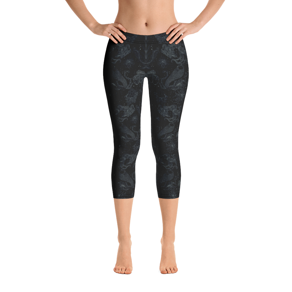 Black - #73d20980 - Mermaid And Creatures - ALTINO Capri - Earth Collection - Yoga - Stop Plastic Packaging - #PlasticCops - Apparel - Accessories - Clothing For Girls - Women Pants