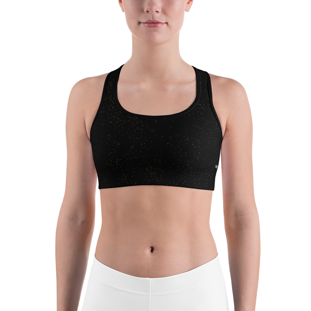 Black - #5cbbf780 - Black Magic Touch Of Gold - ALTINO Sports Bra - Gritty Girl Collection - Stop Plastic Packaging - #PlasticCops - Apparel - Accessories - Clothing For Girls -