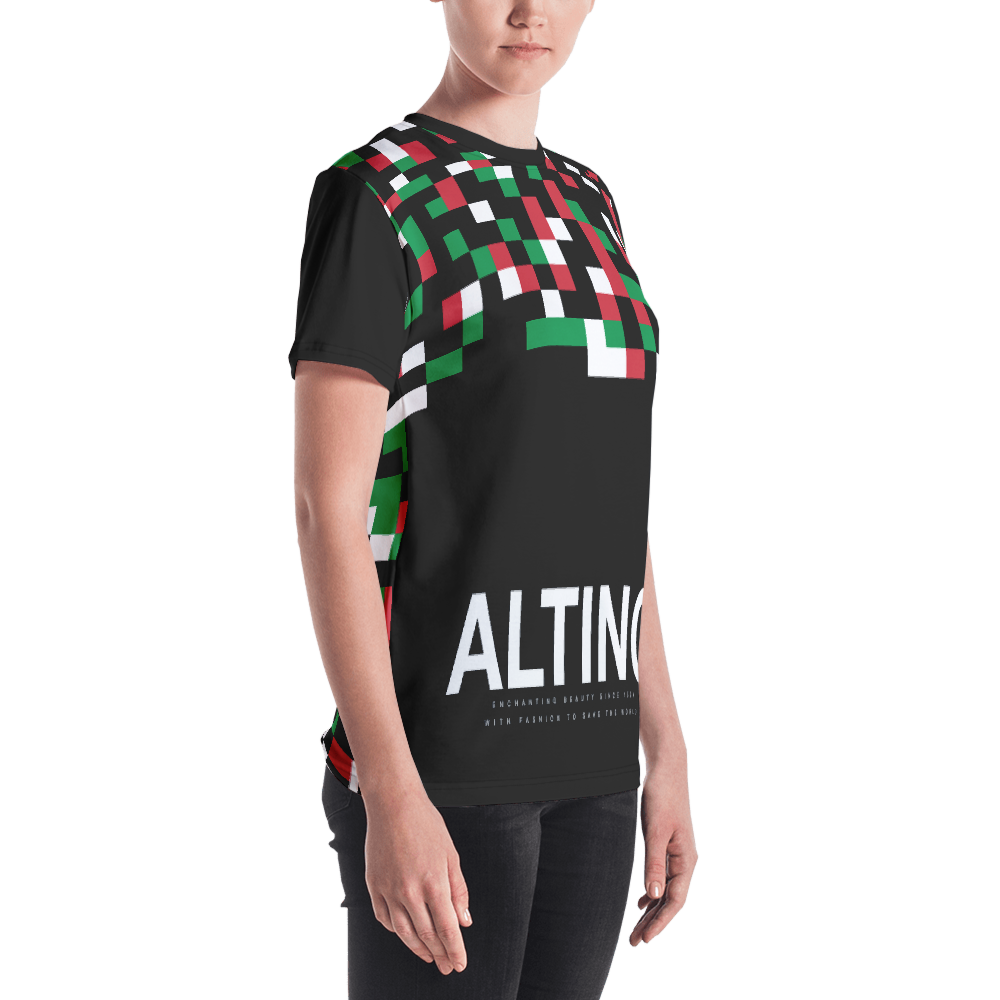 Black - #8a721b20 - Viva Italia Art Commission Number 33 - ALTINO Crew Neck T - Shirt - Stop Plastic Packaging - #PlasticCops - Apparel - Accessories - Clothing For Girls - Women Tops