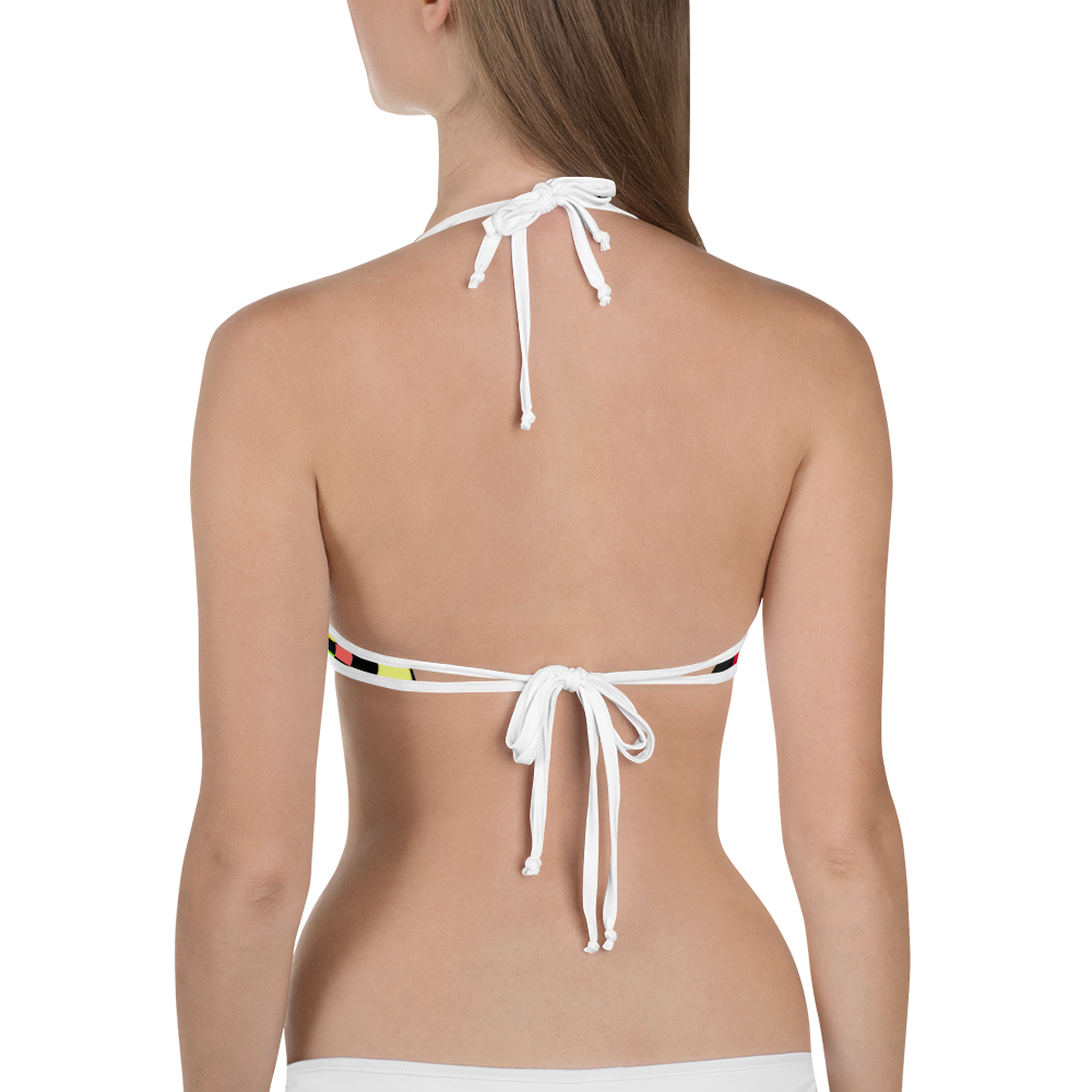 #160d8510 - Black White Fruit Melody - ALTINO Reversible Bikini Swim Top