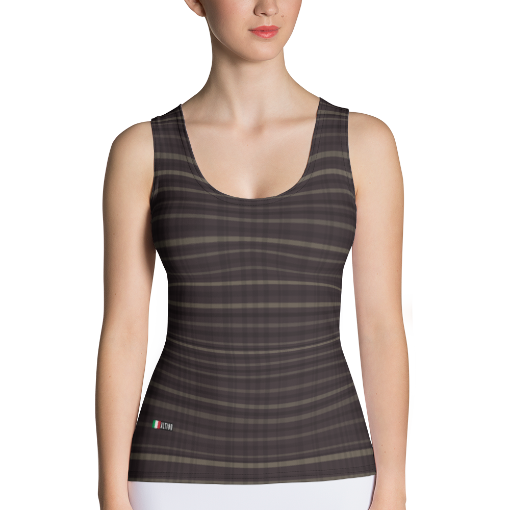 Black - #05058480 - Black Chocolate Banana Stracciatella - ALTINO Fitted Tank Top - Stop Plastic Packaging - #PlasticCops - Apparel - Accessories - Clothing For Girls - Women Tops