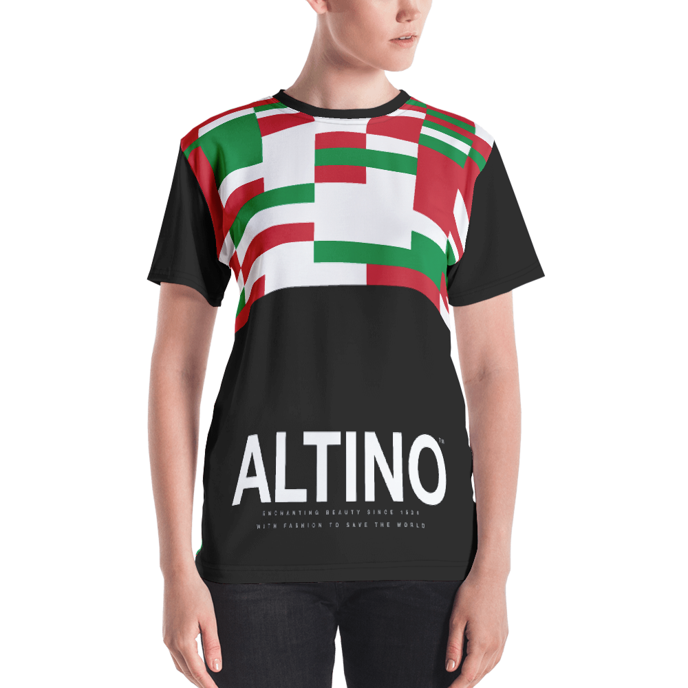 Black - #25a59120 - Viva Italia Art Commission Number 36 - ALTINO Crew Neck T - Shirt - Stop Plastic Packaging - #PlasticCops - Apparel - Accessories - Clothing For Girls - Women Tops