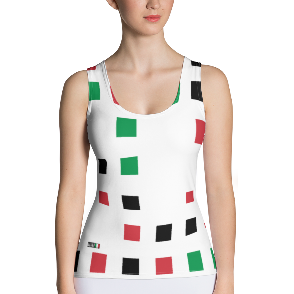 White - #92b9e390 - Viva Italia Art Commission Number 16 - ALTINO Fitted Tank Top - Stop Plastic Packaging - #PlasticCops - Apparel - Accessories - Clothing For Girls - Women Tops