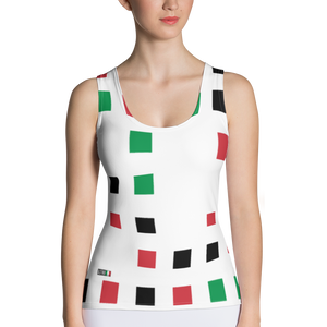 White - #92b9e390 - Viva Italia Art Commission Number 16 - ALTINO Fitted Tank Top - Stop Plastic Packaging - #PlasticCops - Apparel - Accessories - Clothing For Girls - Women Tops