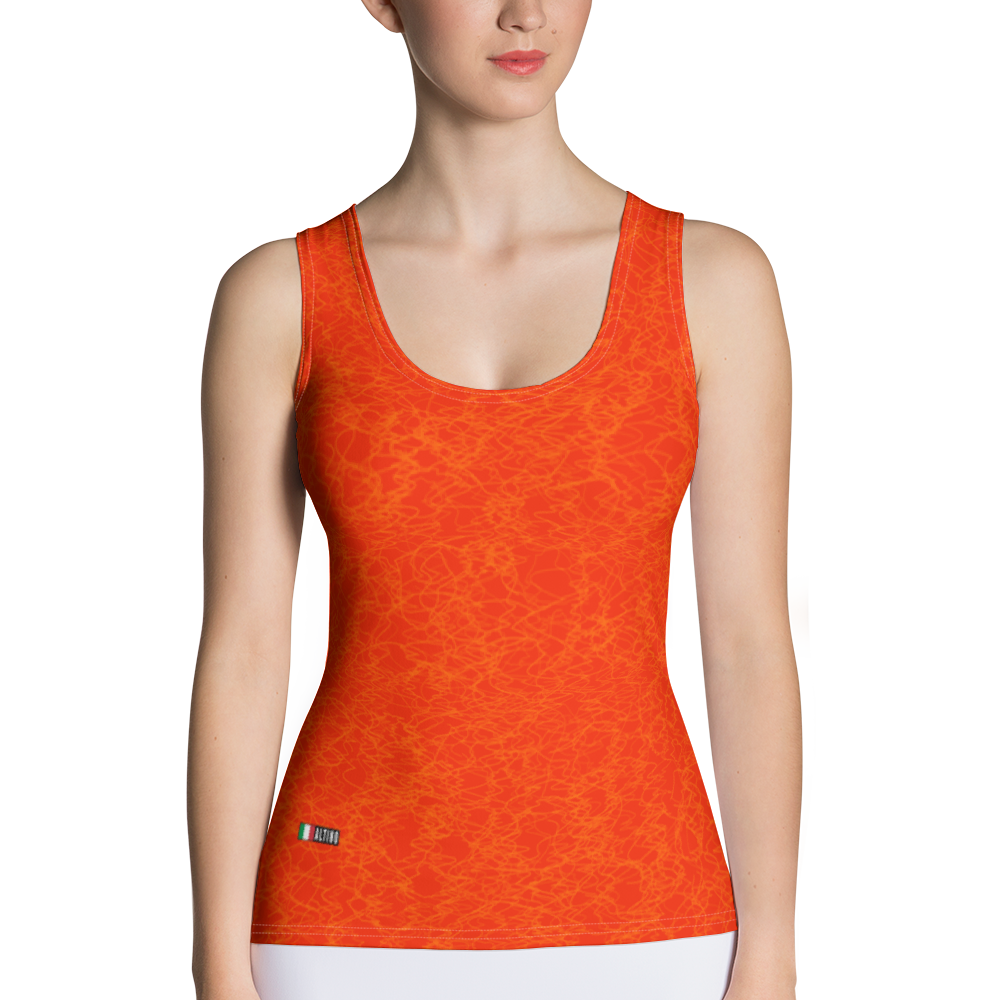 Red - #25a53490 - Orange Maraschino Cherry Frost - ALTINO Fitted Tank Top - Stop Plastic Packaging - #PlasticCops - Apparel - Accessories - Clothing For Girls - Women Tops