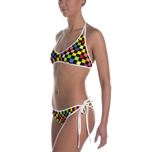 #32d5b710 - Black White Fruit Melody - ALTINO Reversible Bikini