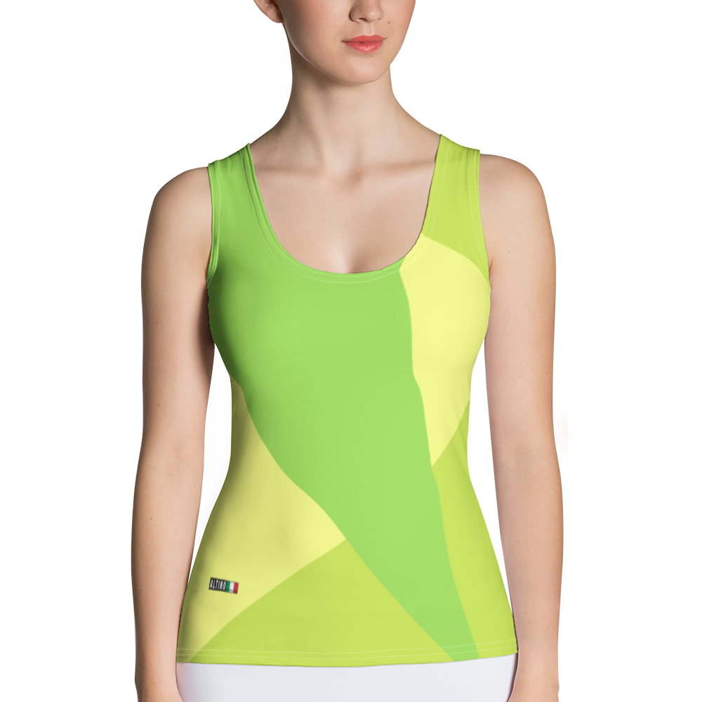 Yellow - #5a003fb0 - Green Apple Kiwi Pear - ALTINO Fitted Tank Top - Stop Plastic Packaging - #PlasticCops - Apparel - Accessories - Clothing For Girls - Women Tops