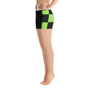 #57d22da0 - Green Apple Black - ALTINO Yoga Shorts - Summer Never Ends Collection