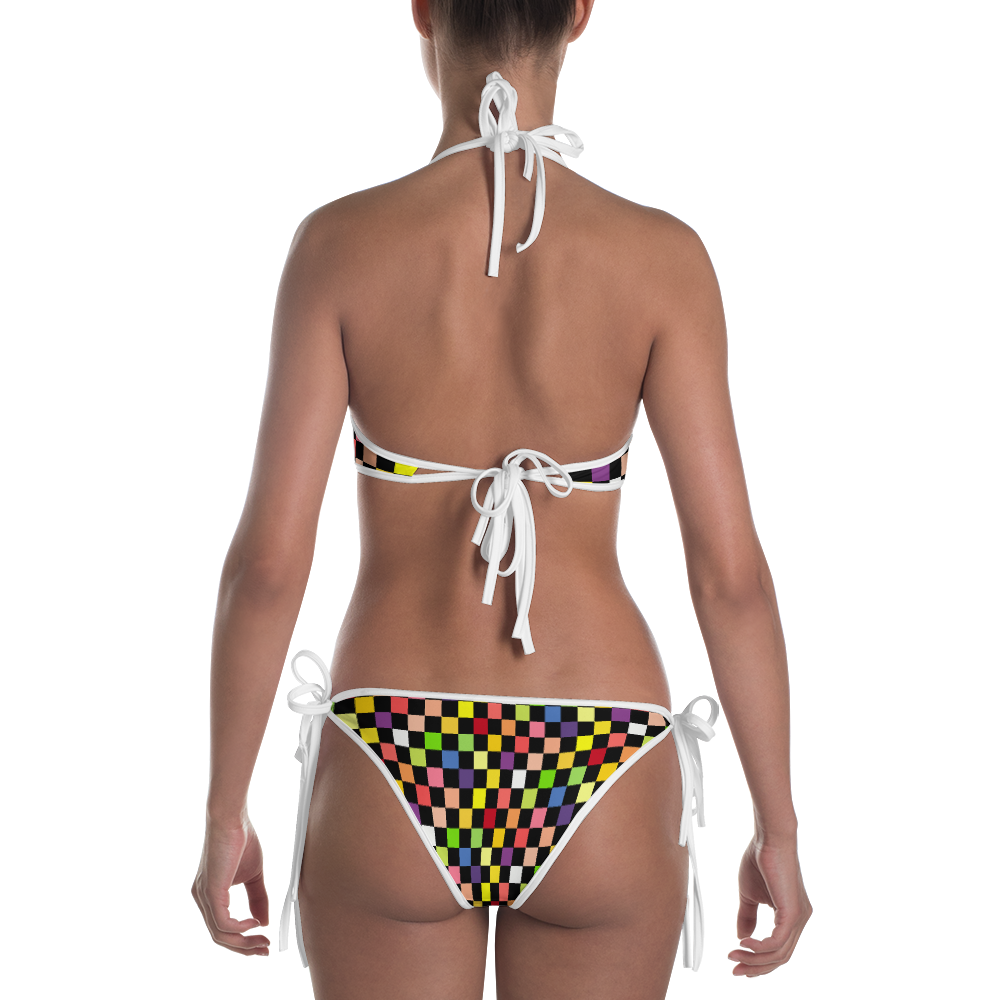 #32d5b710 - Black White Fruit Melody - ALTINO Reversible Bikini