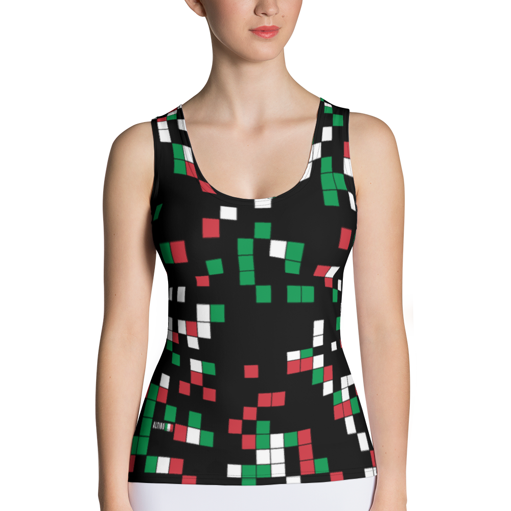 Black - #46152f80 - Viva Italia Art Commission Number 47 - ALTINO Fitted Tank Top - Stop Plastic Packaging - #PlasticCops - Apparel - Accessories - Clothing For Girls - Women Tops