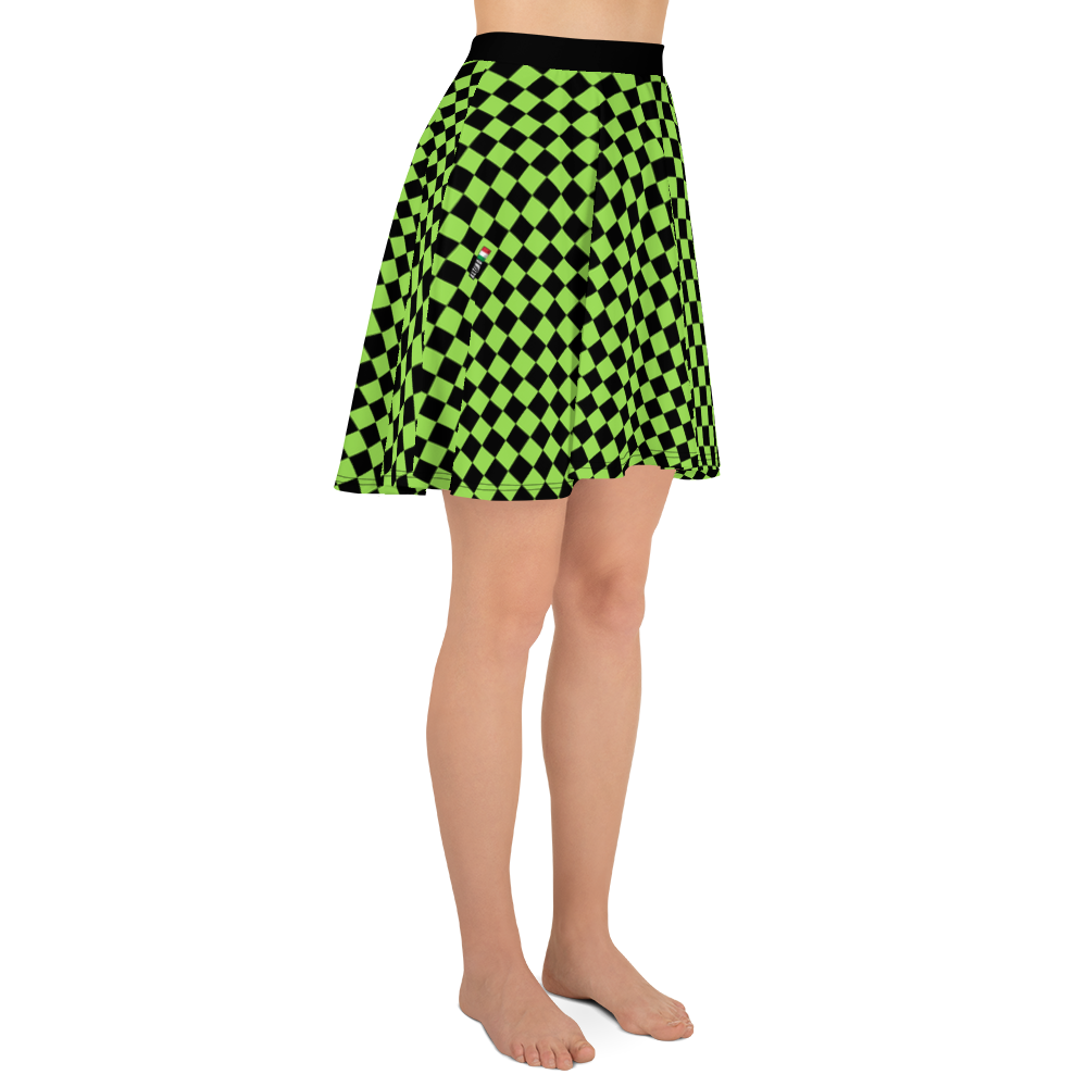 #5bc45b80 - Green Apple Black - ALTINO Skater Skirt - Summer Never Ends Collection