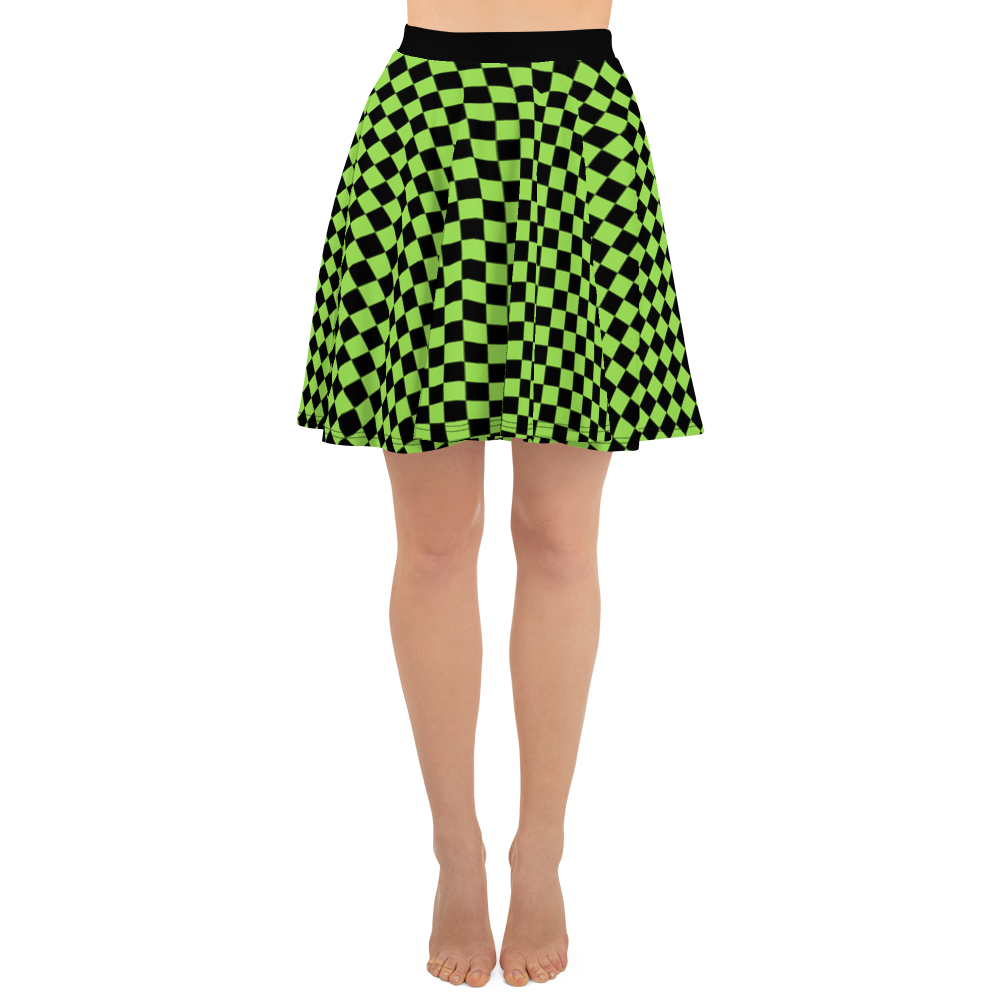 Chartreuse Green - #5bc45b80 - Green Apple Black - ALTINO Skater Skirt - Summer Never Ends Collection - Stop Plastic Packaging - #PlasticCops - Apparel - Accessories - Clothing For Girls - Women Skirts