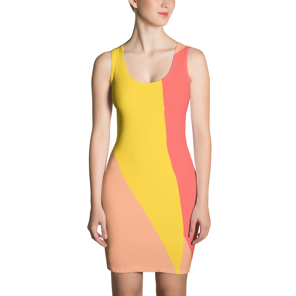 Vermilion - #2580ae30 - Bananna Orange Cream Watermelon - ALTINO Fitted Dress - Stop Plastic Packaging - #PlasticCops - Apparel - Accessories - Clothing For Girls - Women Dresses